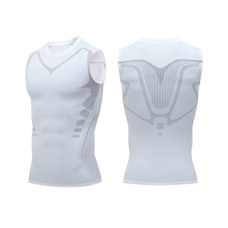 Colete/camisata modelador iônico de compressão com controle da barriga  masculina e emagrecimento corporal. Colete modelador corporal  com tecido iônico Littryee