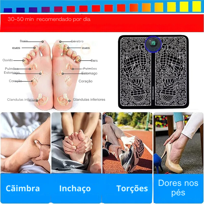 Tapete Massageador De Pés Elétrico e Recarregável Premium FastJoy