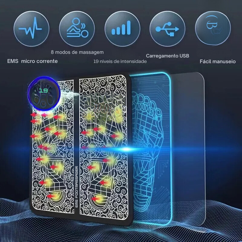 Tapete Massageador De Pés Elétrico e Recarregável Premium FastJoy