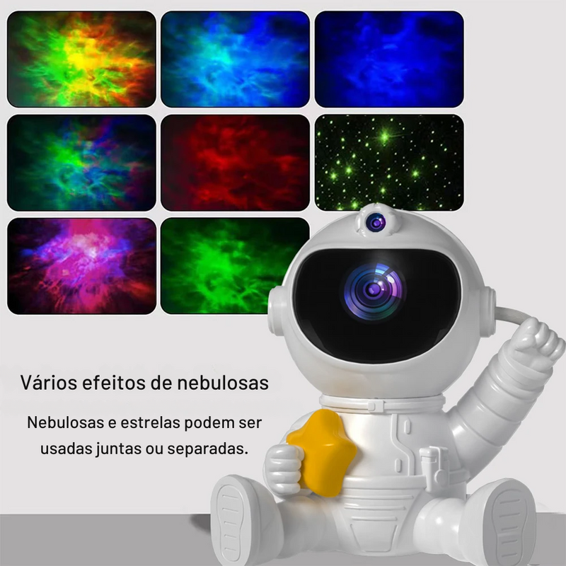 Astronauta Projetor de LED Espacial - Galáxia projetada