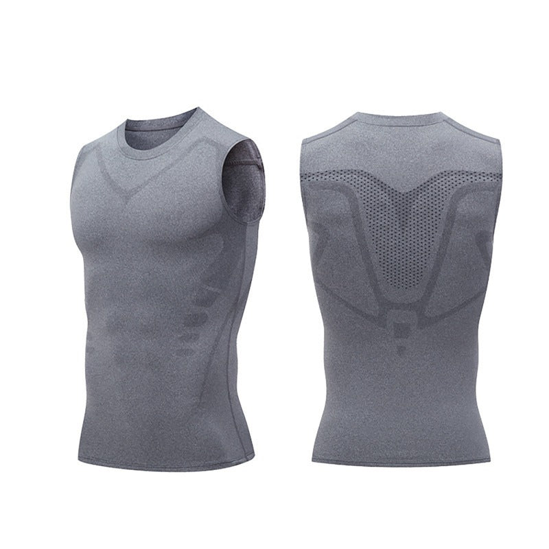 Colete/camisata modelador iônico de compressão com controle da barriga  masculina e emagrecimento corporal. Colete modelador corporal  com tecido iônico Littryee